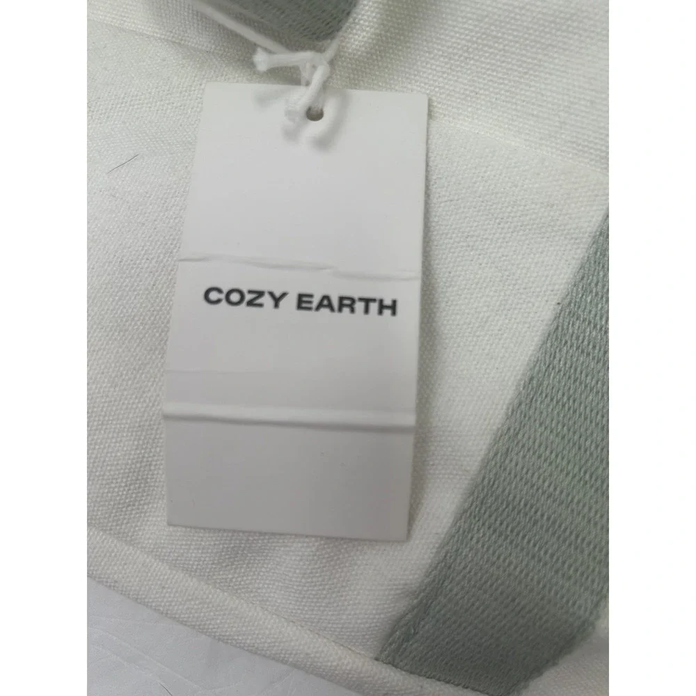 Cozy Earth Canvas Travel Duffel Bag Tote Off-White Sage Green Weekend Gym NWT